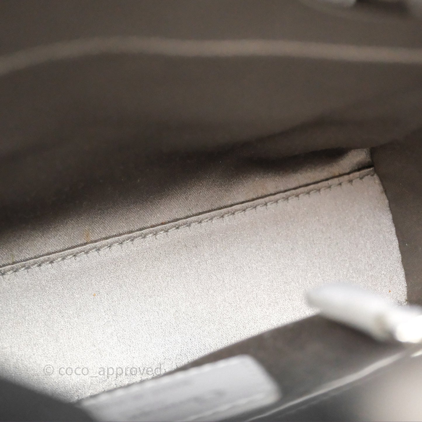 Christian Dior Mini Lady Dior Bag Grey Strass Cannage Satin Silver Hardware