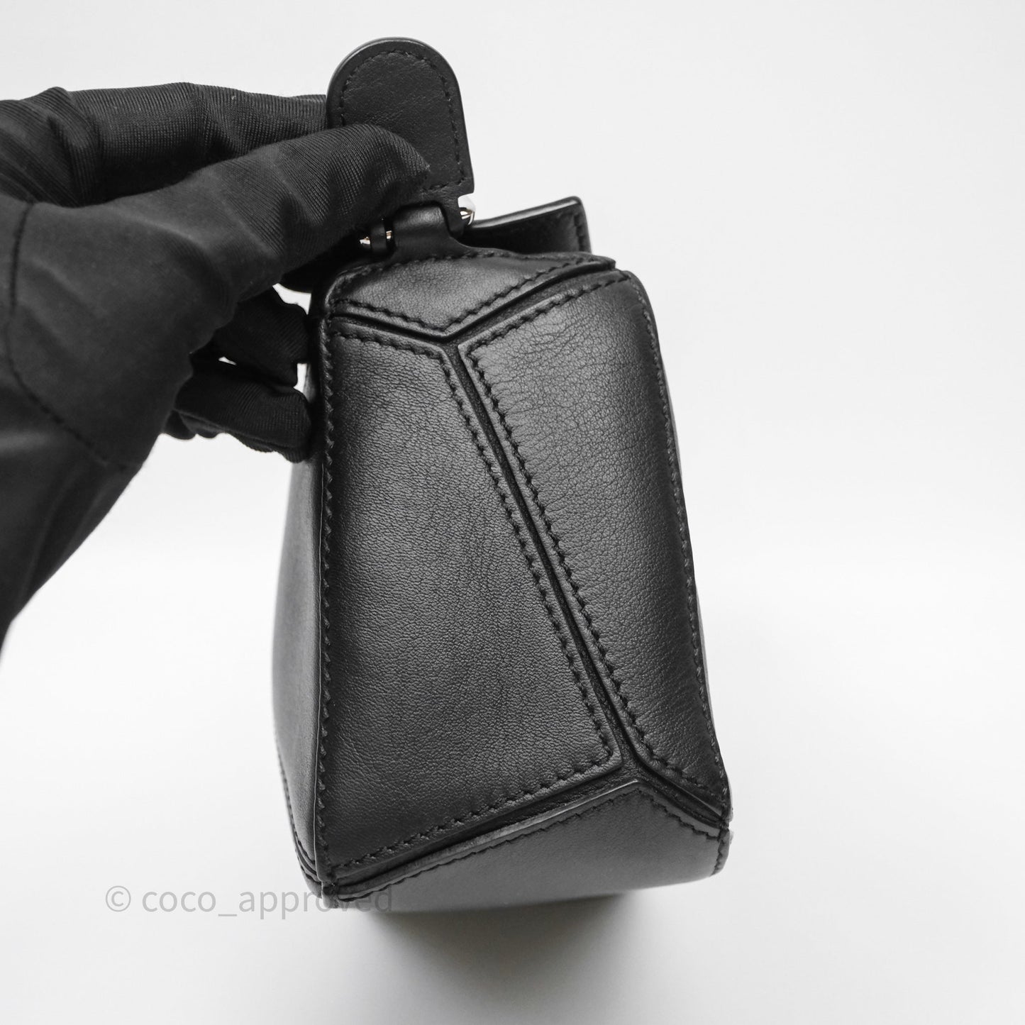 Loewe Mini Puzzle Bag Black Calfskin Silver Hardware