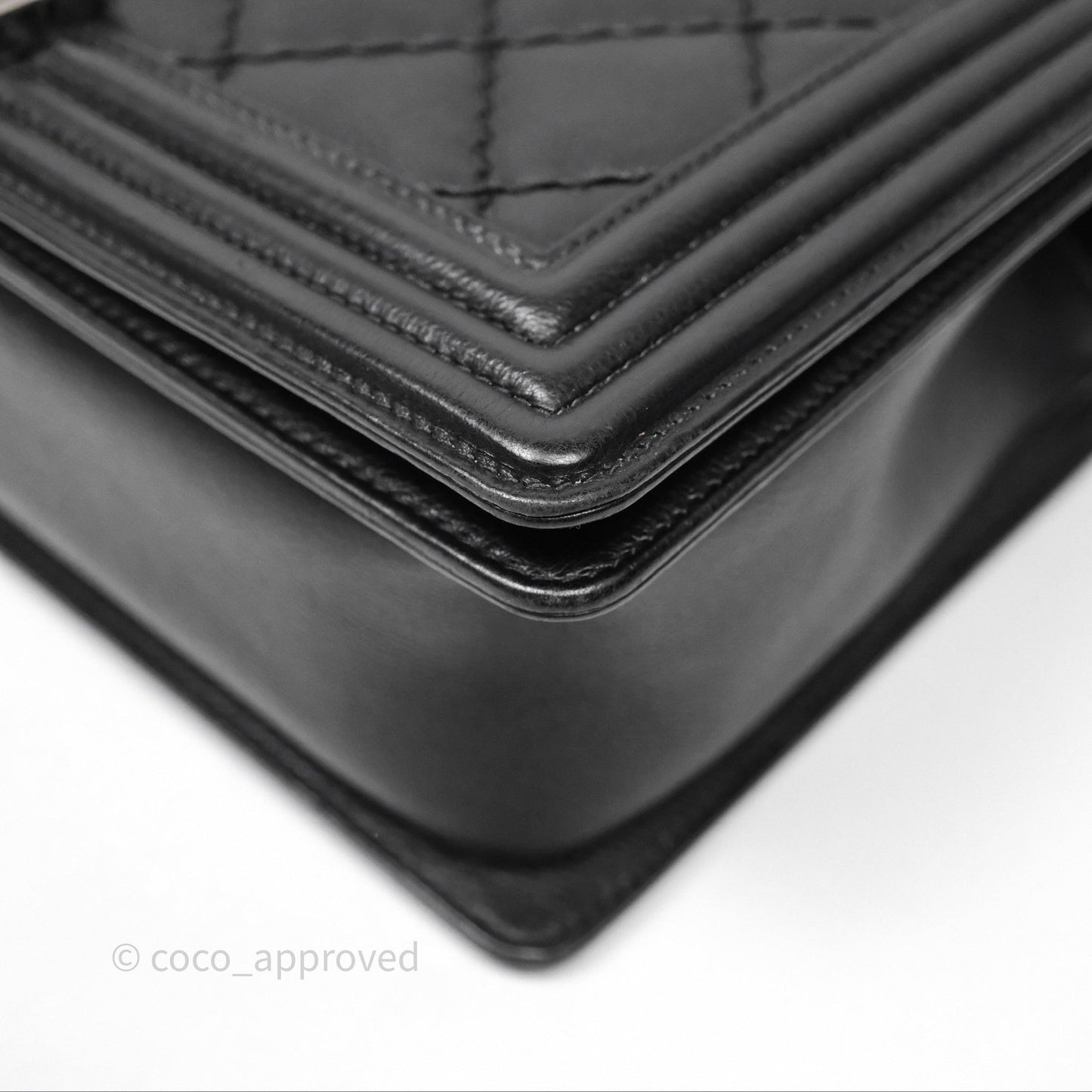 Chanel Medium Quilted Black Boy Calfskin Ruthenium Hardware