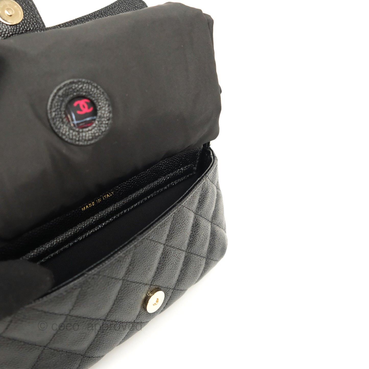 Chanel Foldable Tote Bag Clutch With Chain Black Multicolor Gold Hardware