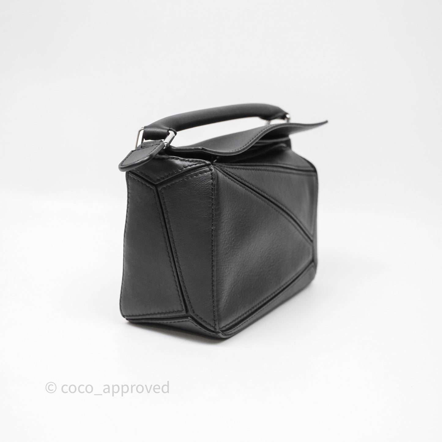Loewe Mini Puzzle Bag Black Calfskin Silver Hardware