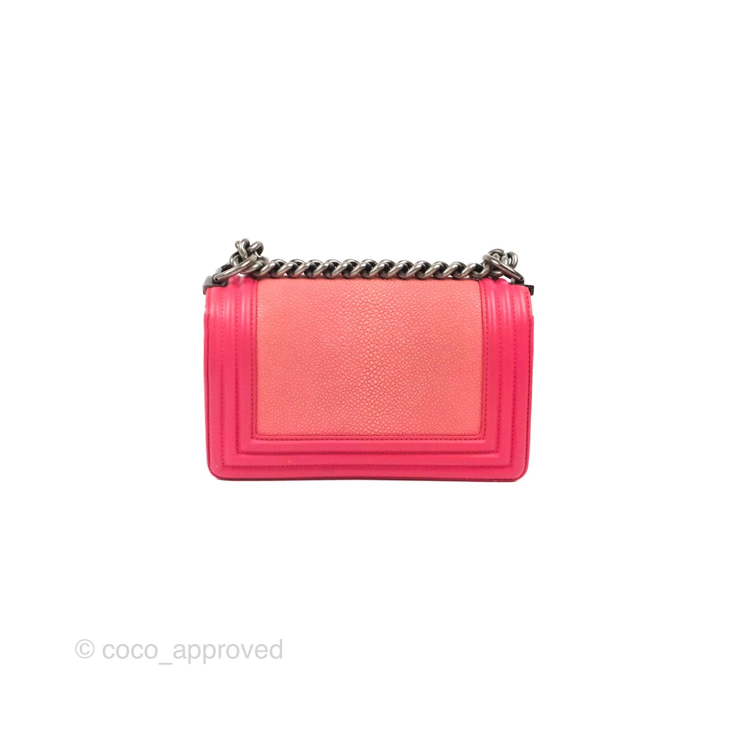 Chanel Small Boy Stingray Dark Pink Ruthenium Hardware