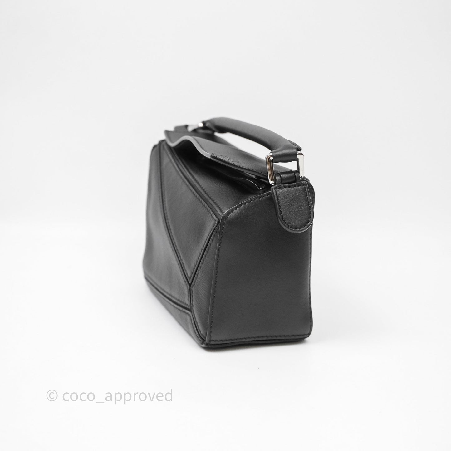 Loewe Mini Puzzle Bag Black Calfskin Silver Hardware
