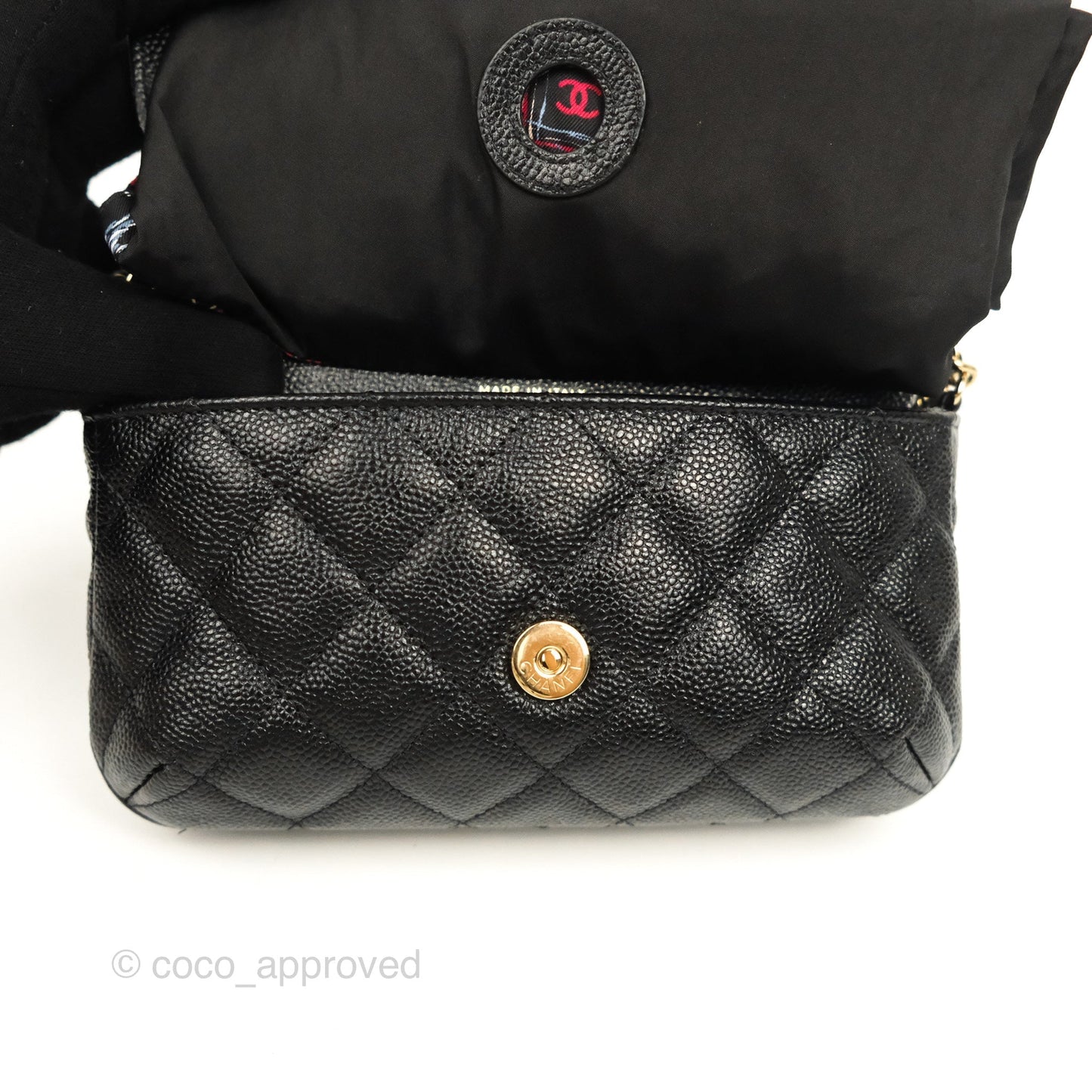 Chanel Foldable Tote Bag Clutch With Chain Black Multicolor Gold Hardware
