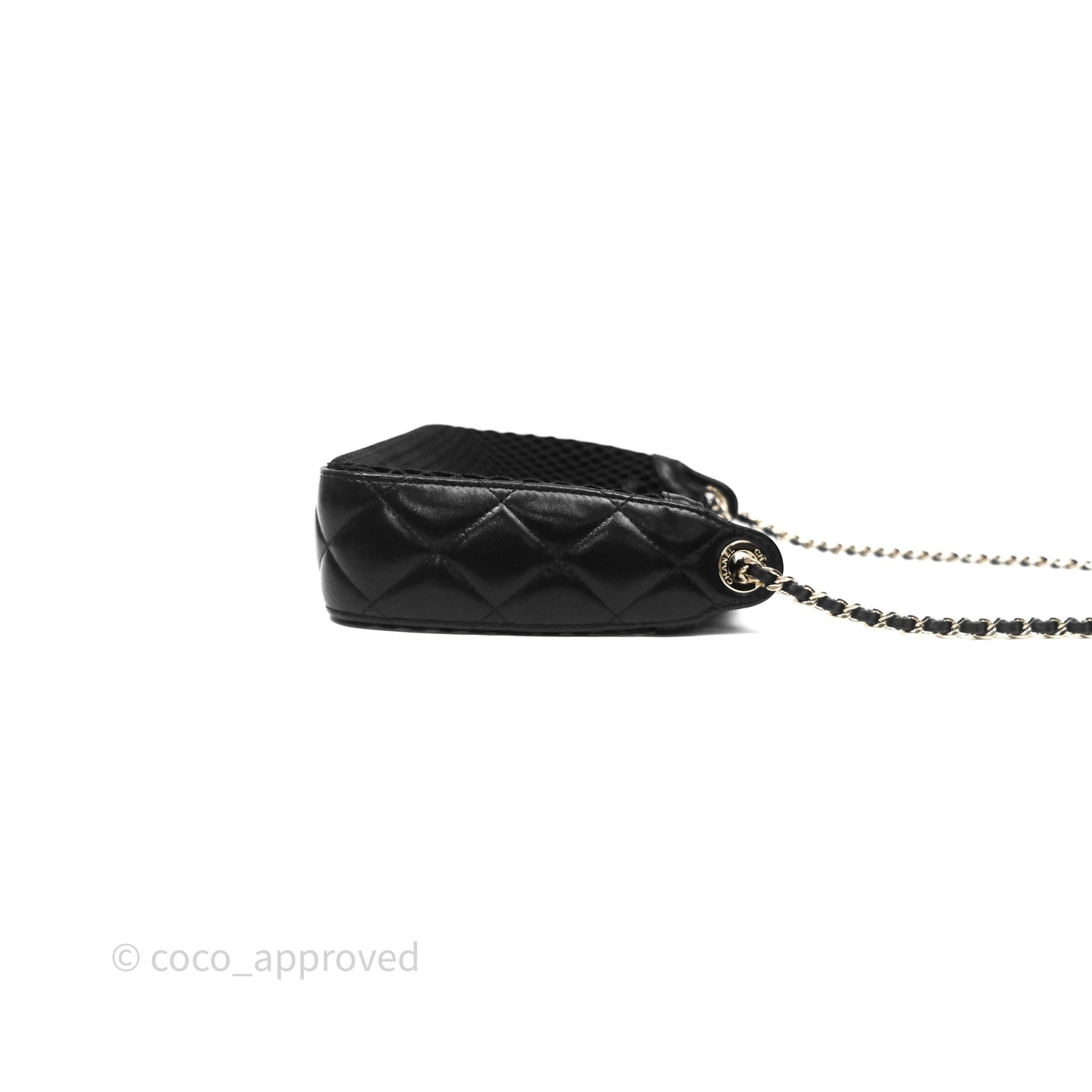 Chanel Mesh Clutch With Chain Black Shiny Lambskin Gold Hardware