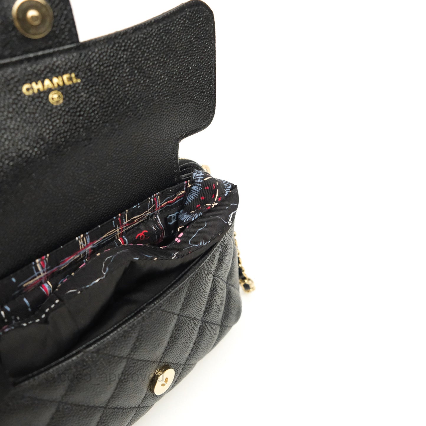 Chanel Foldable Tote Bag Clutch With Chain Black Multicolor Gold Hardware