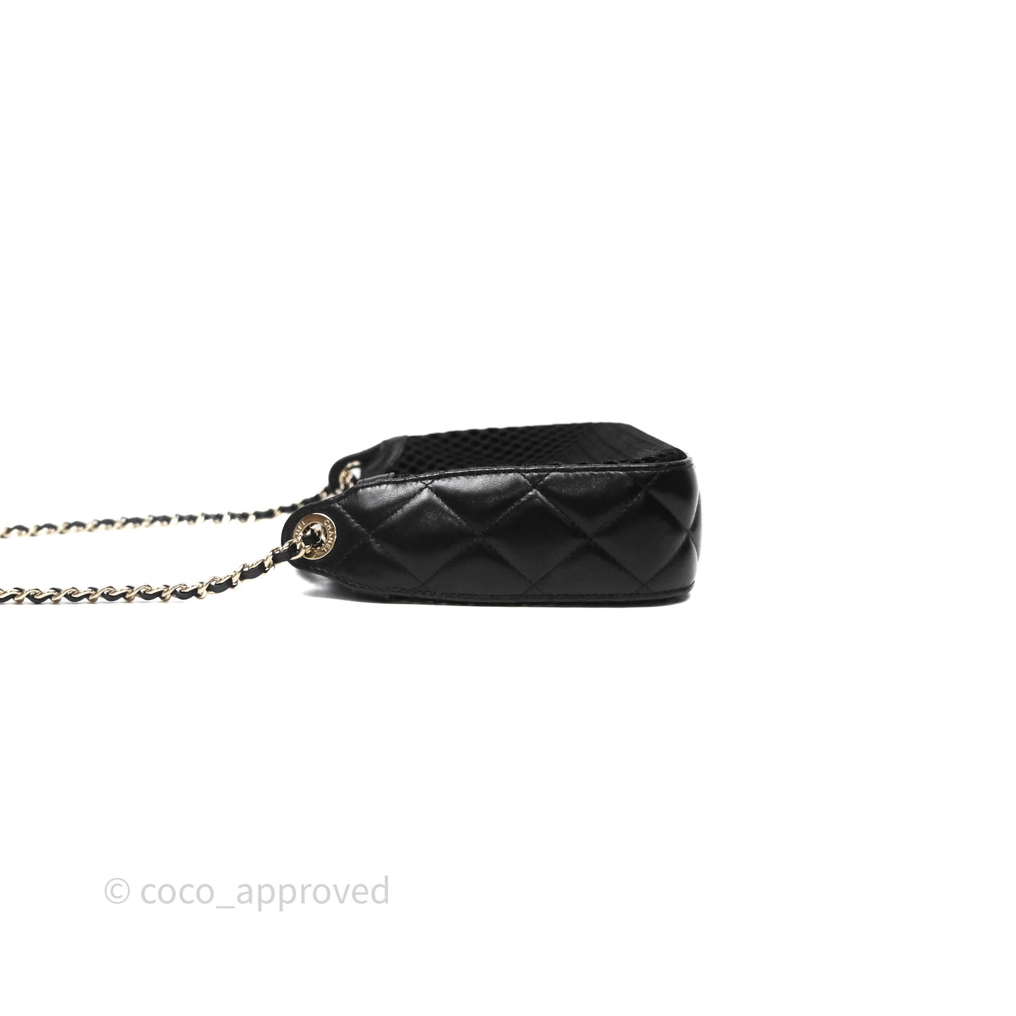 Chanel Mesh Clutch With Chain Black Shiny Lambskin Gold Hardware