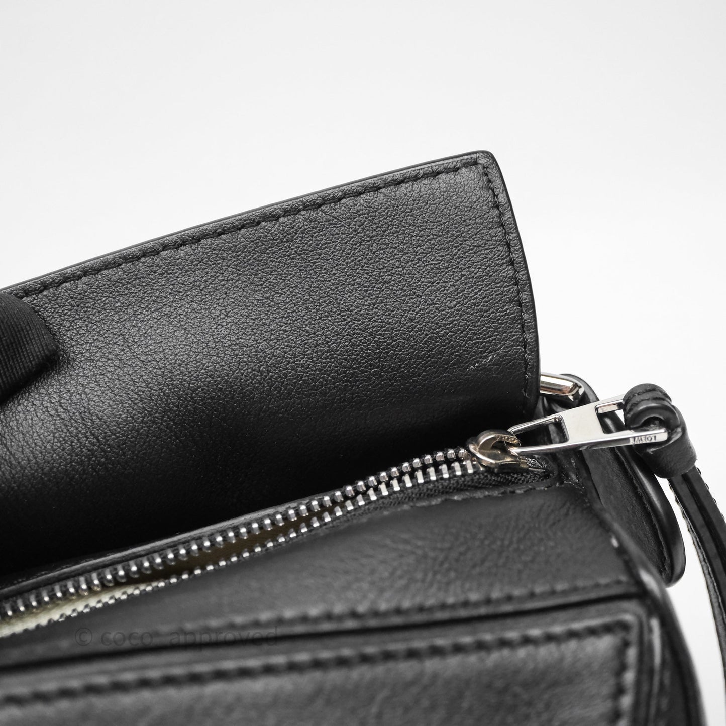 Loewe Mini Puzzle Bag Black Calfskin Silver Hardware