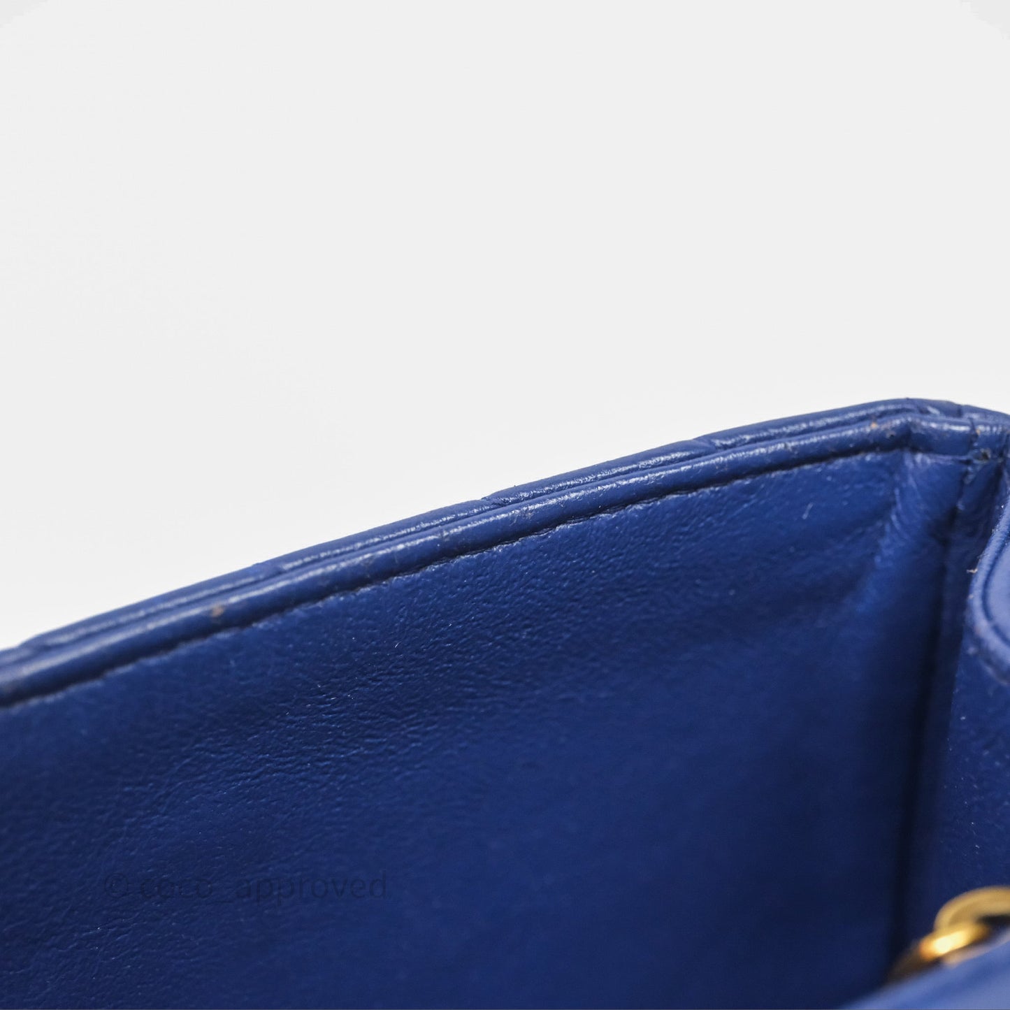 Chanel Mini Square Chevron Navy Lambskin Gold Hardware