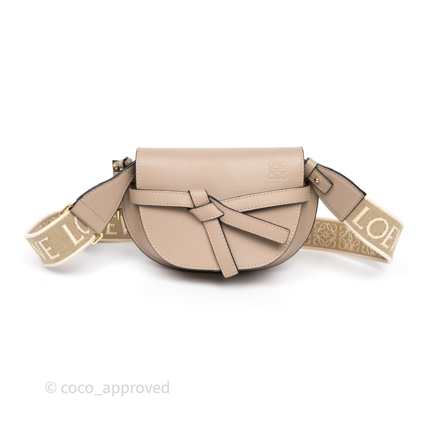 Loewe Mini Gate Dual Bag Beige Sand Soft Calfskin Jacquard Strap