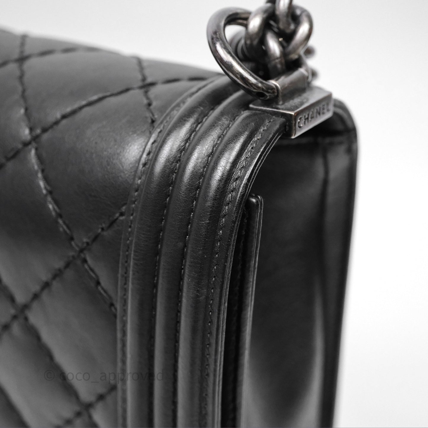 Chanel Medium Quilted Black Boy Calfskin Ruthenium Hardware