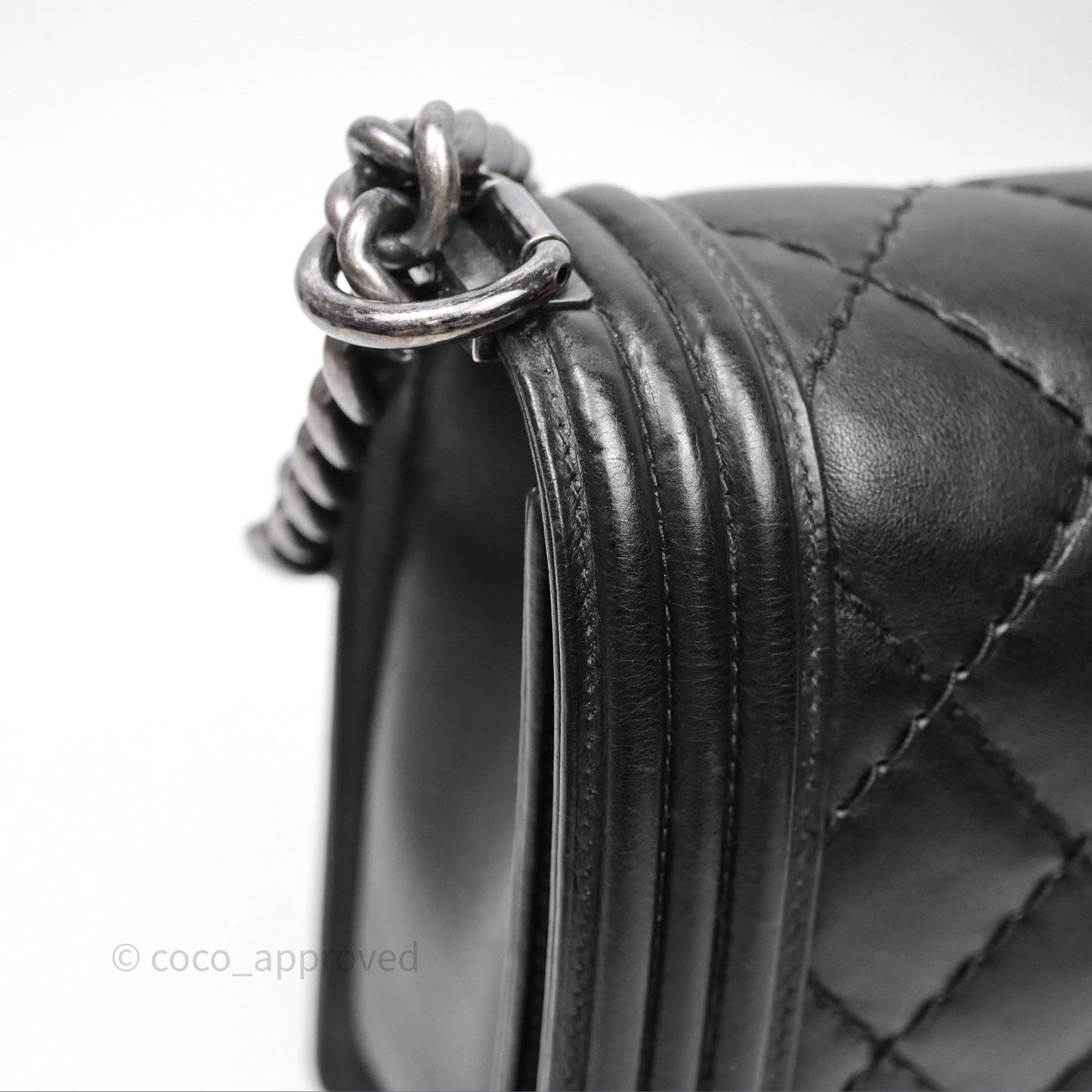 Chanel Medium Quilted Black Boy Calfskin Ruthenium Hardware