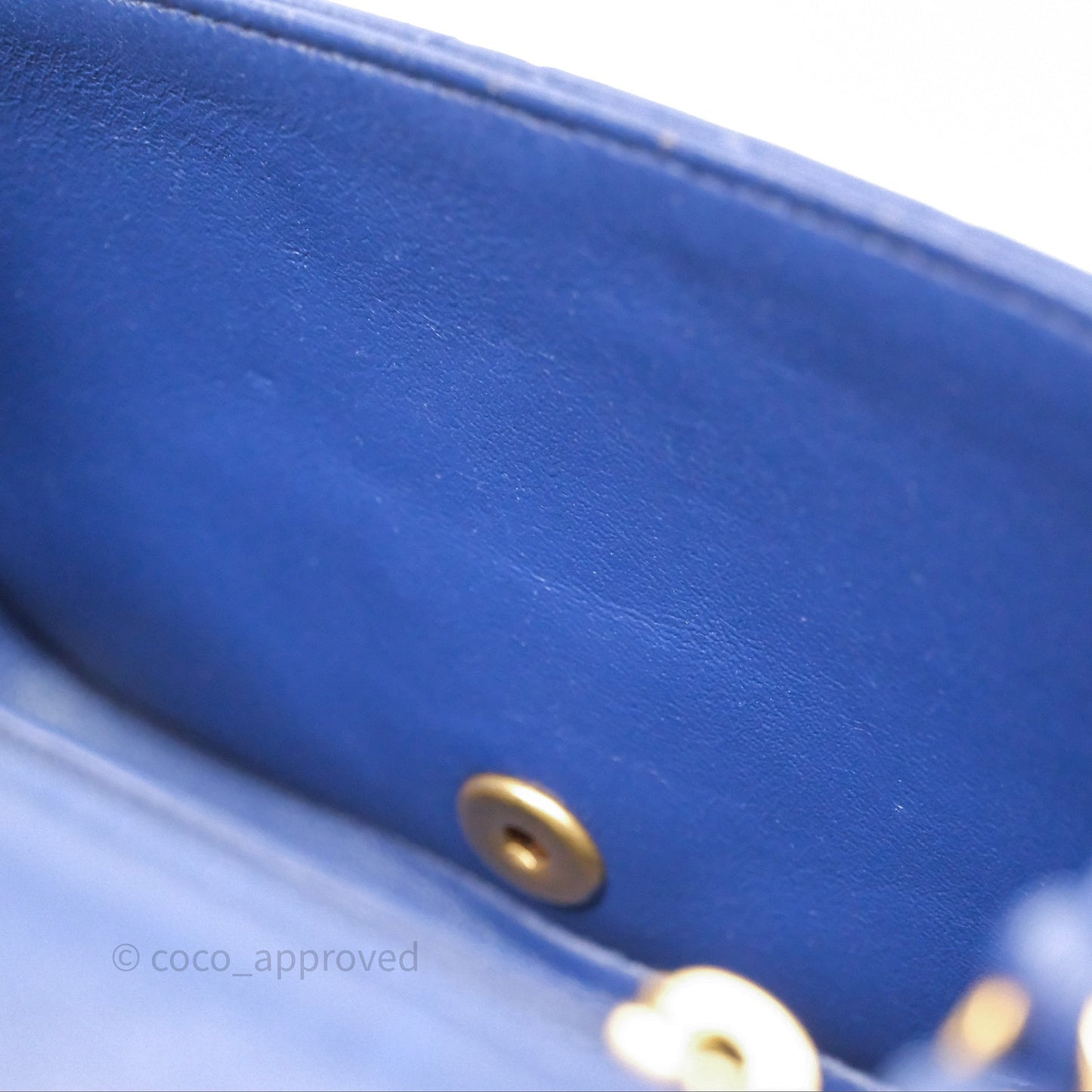 Chanel Mini Square Chevron Navy Lambskin Gold Hardware