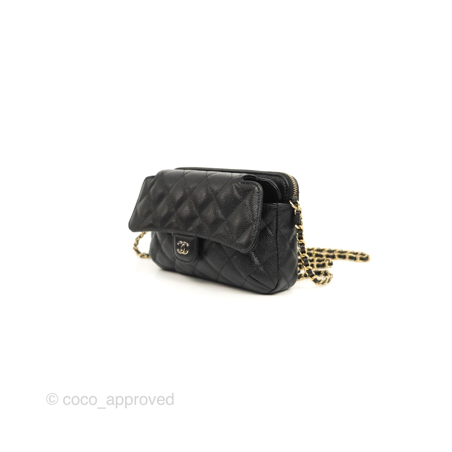 Chanel Foldable Tote Bag Clutch With Chain Black Multicolor Gold Hardware