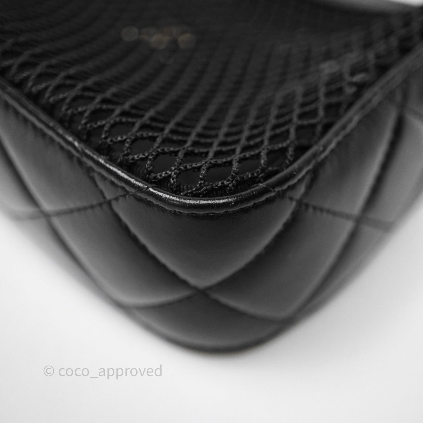 Chanel Mesh Clutch With Chain Black Shiny Lambskin Gold Hardware