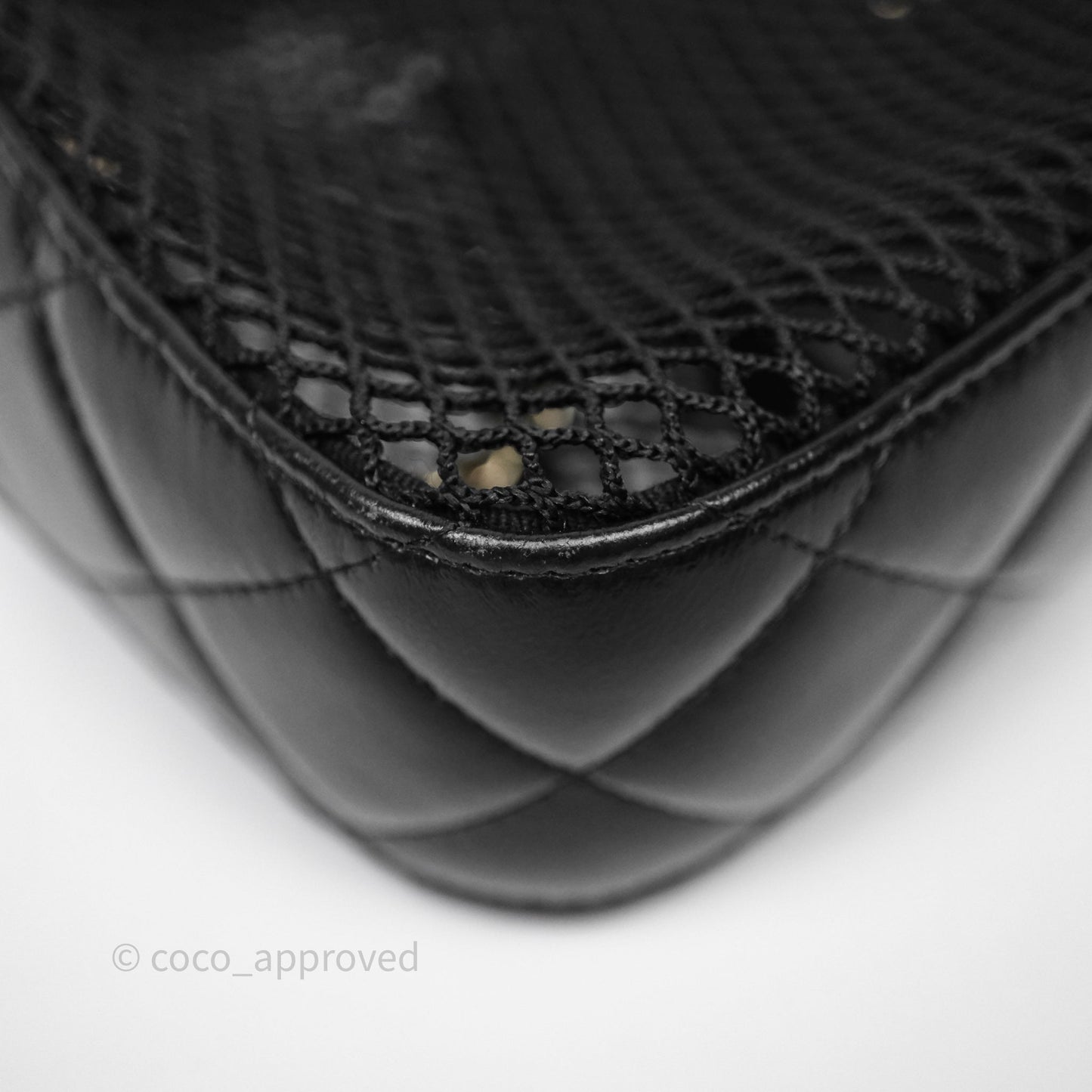 Chanel Mesh Clutch With Chain Black Shiny Lambskin Gold Hardware