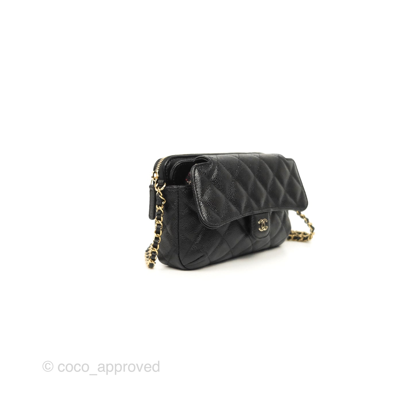 Chanel Foldable Tote Bag Clutch With Chain Black Multicolor Gold Hardware
