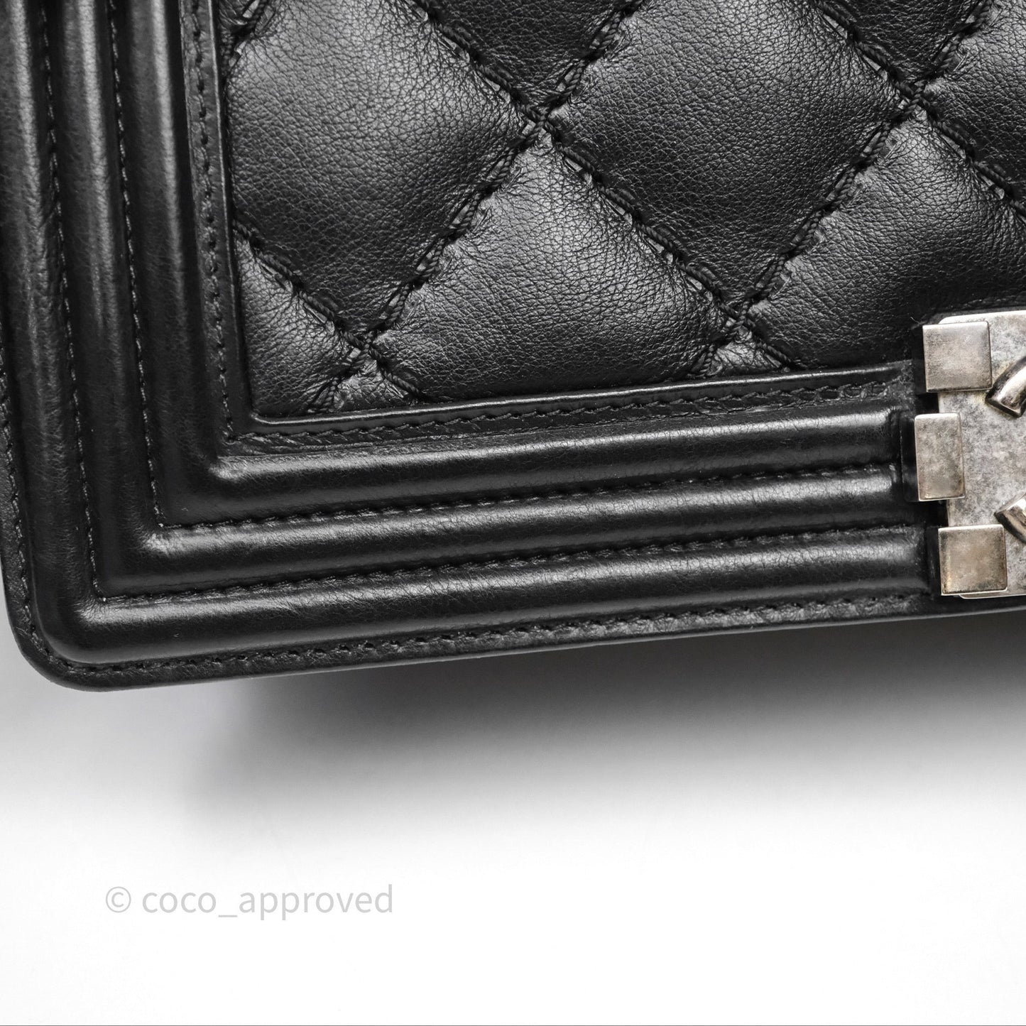 Chanel Medium Quilted Black Boy Calfskin Ruthenium Hardware
