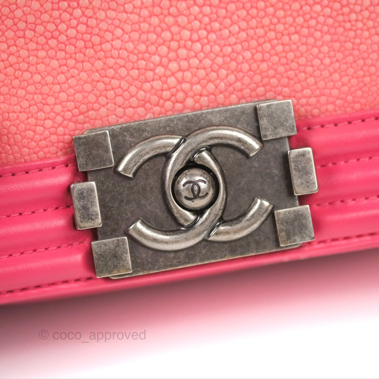 Chanel Small Boy Stingray Dark Pink Ruthenium Hardware