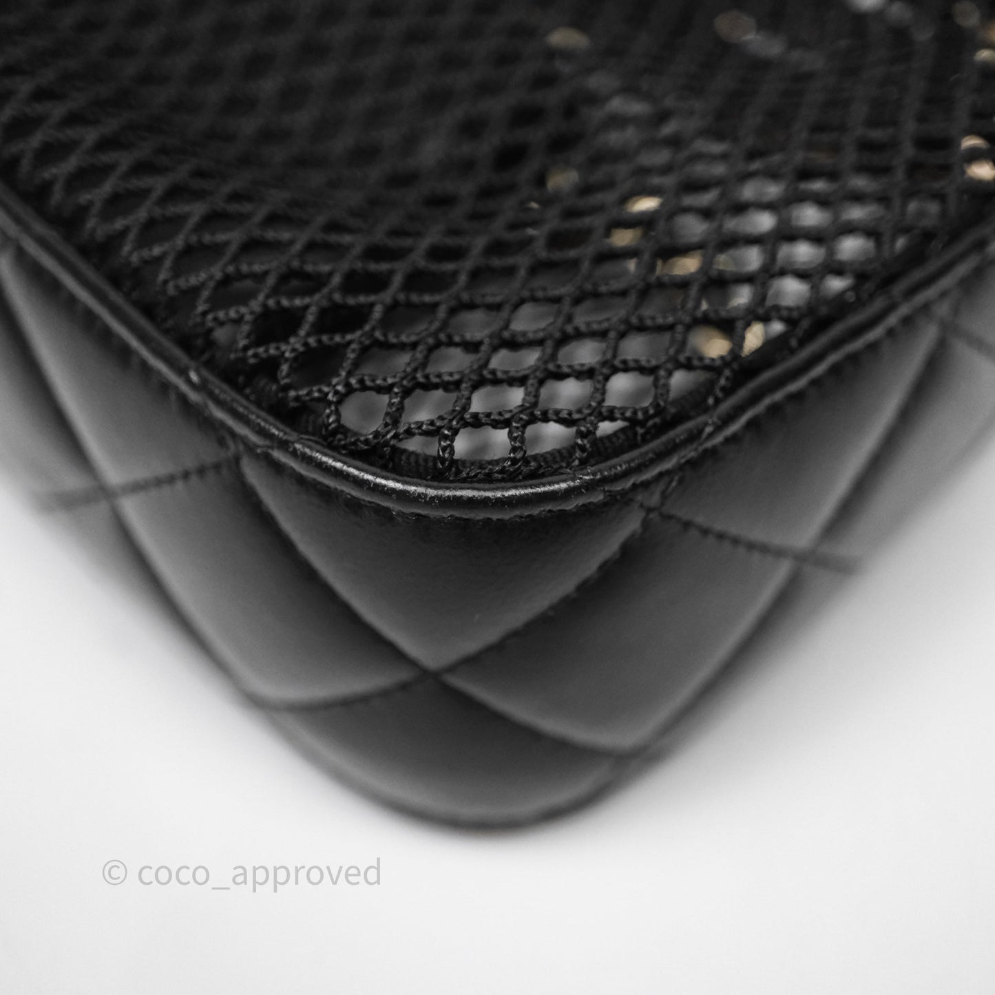 Chanel Mesh Clutch With Chain Black Shiny Lambskin Gold Hardware
