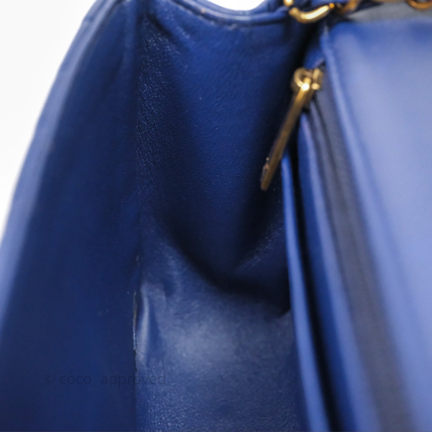 Chanel Mini Square Chevron Navy Lambskin Gold Hardware