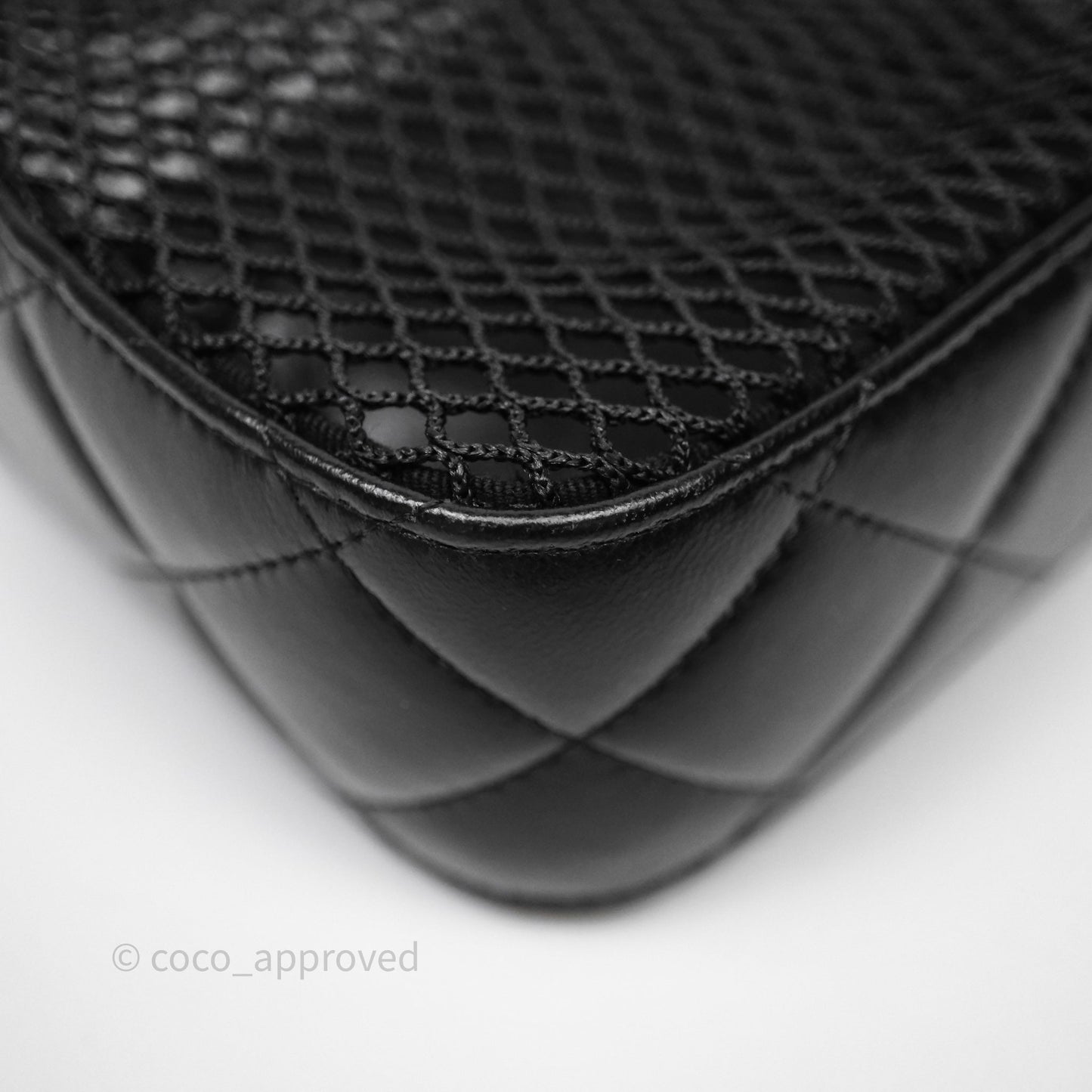 Chanel Mesh Clutch With Chain Black Shiny Lambskin Gold Hardware