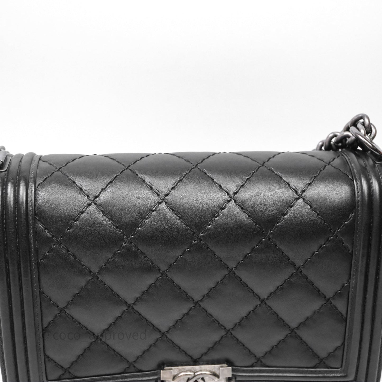 Chanel Medium Quilted Black Boy Calfskin Ruthenium Hardware