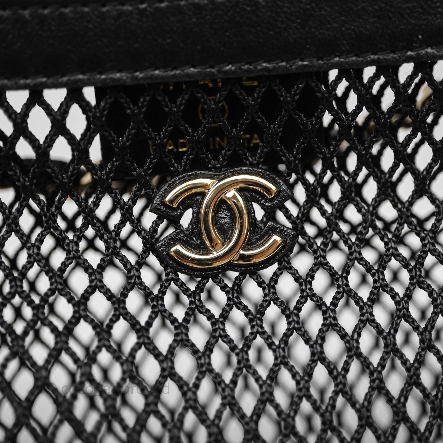 Chanel Mesh Clutch With Chain Black Shiny Lambskin Gold Hardware