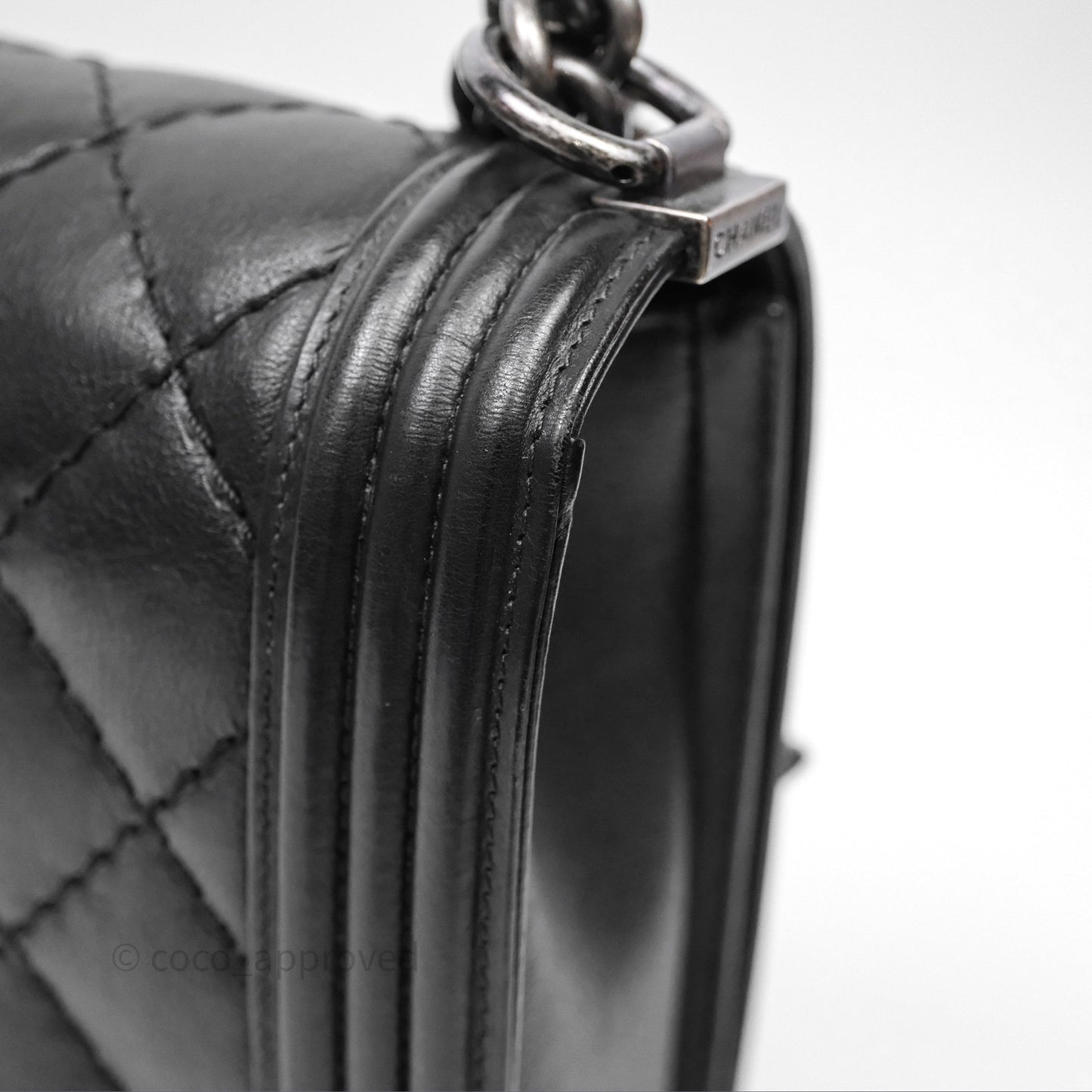 Chanel Medium Quilted Black Boy Calfskin Ruthenium Hardware