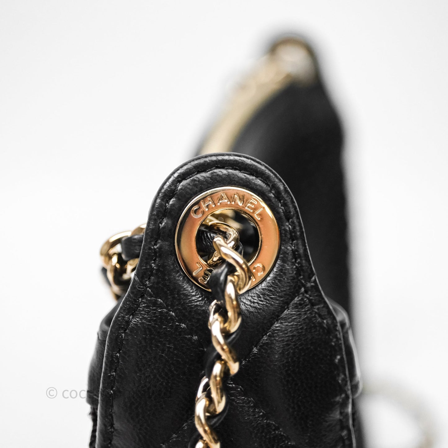 Chanel Mesh Clutch With Chain Black Shiny Lambskin Gold Hardware