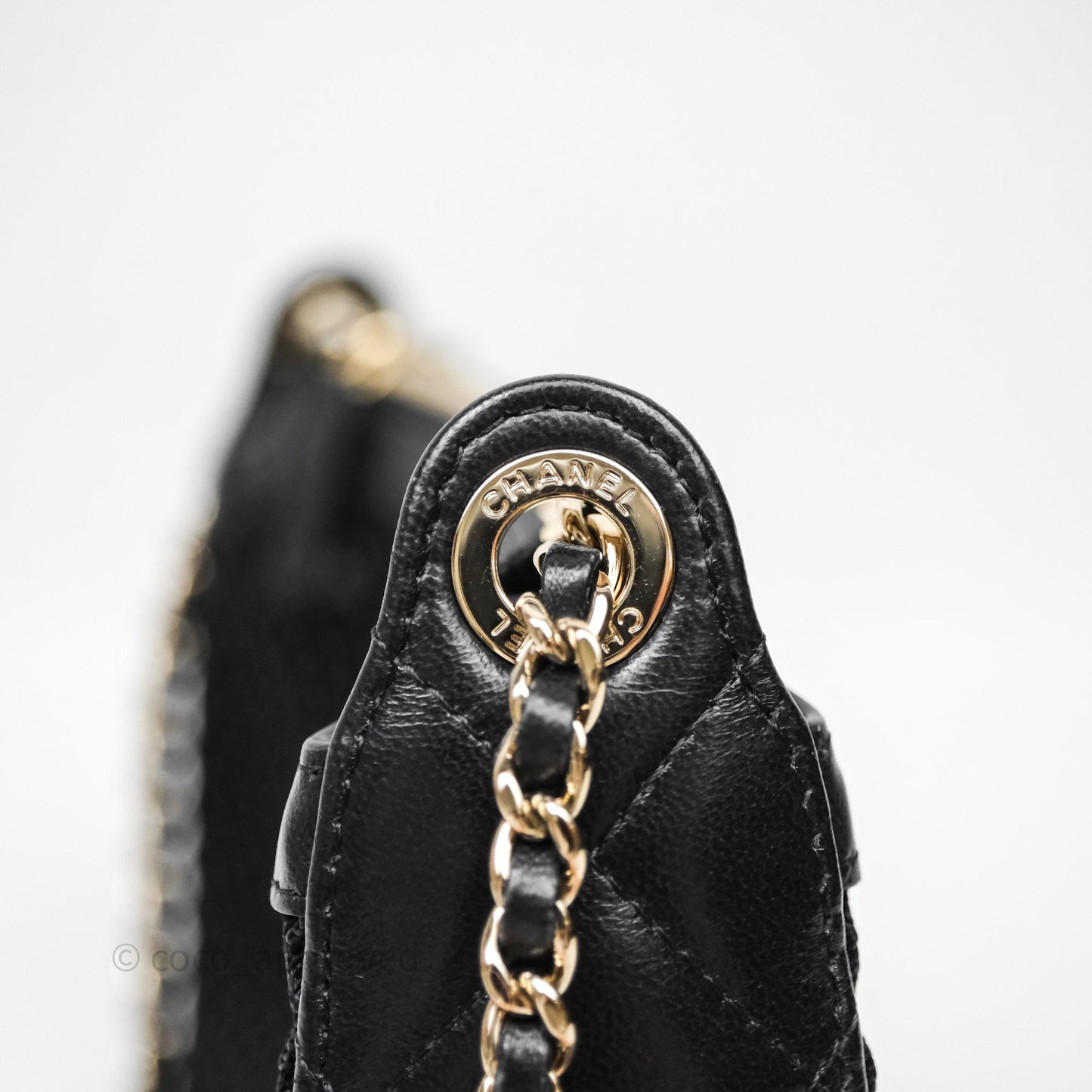 Chanel Mesh Clutch With Chain Black Shiny Lambskin Gold Hardware