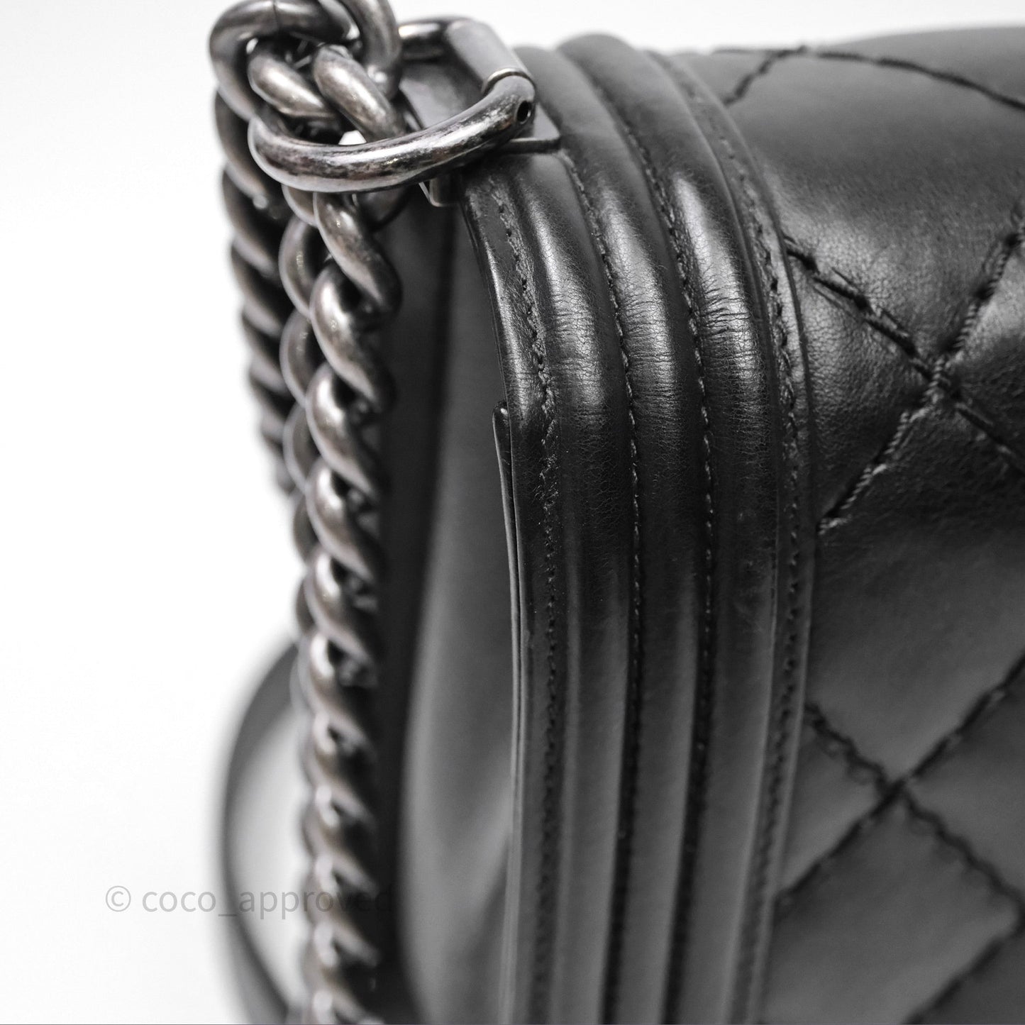 Chanel Medium Quilted Black Boy Calfskin Ruthenium Hardware