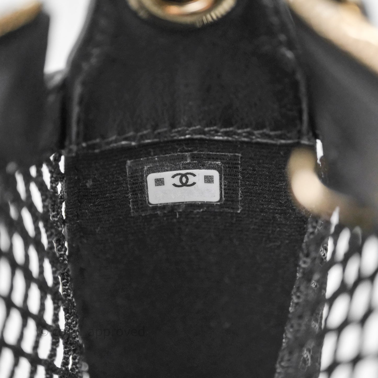 Chanel Mesh Clutch With Chain Black Shiny Lambskin Gold Hardware