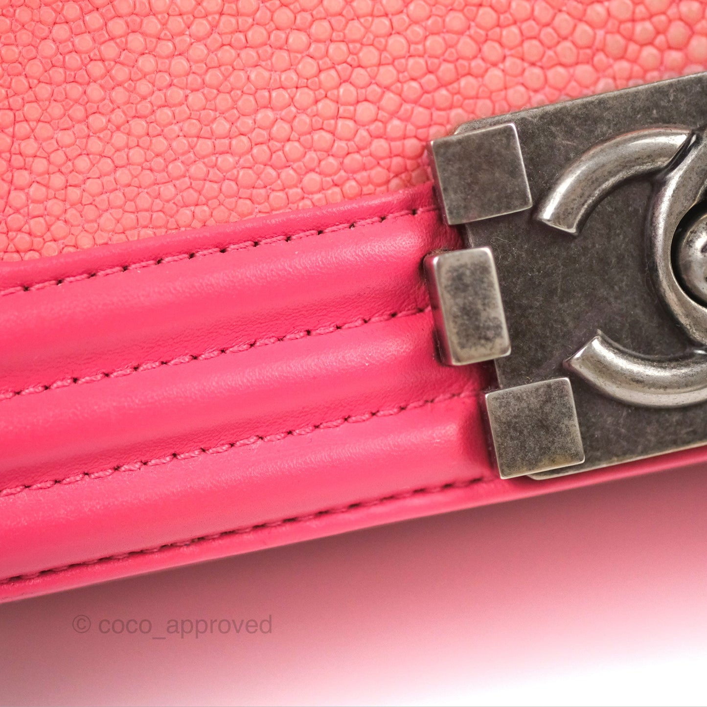 Chanel Small Boy Stingray Dark Pink Ruthenium Hardware
