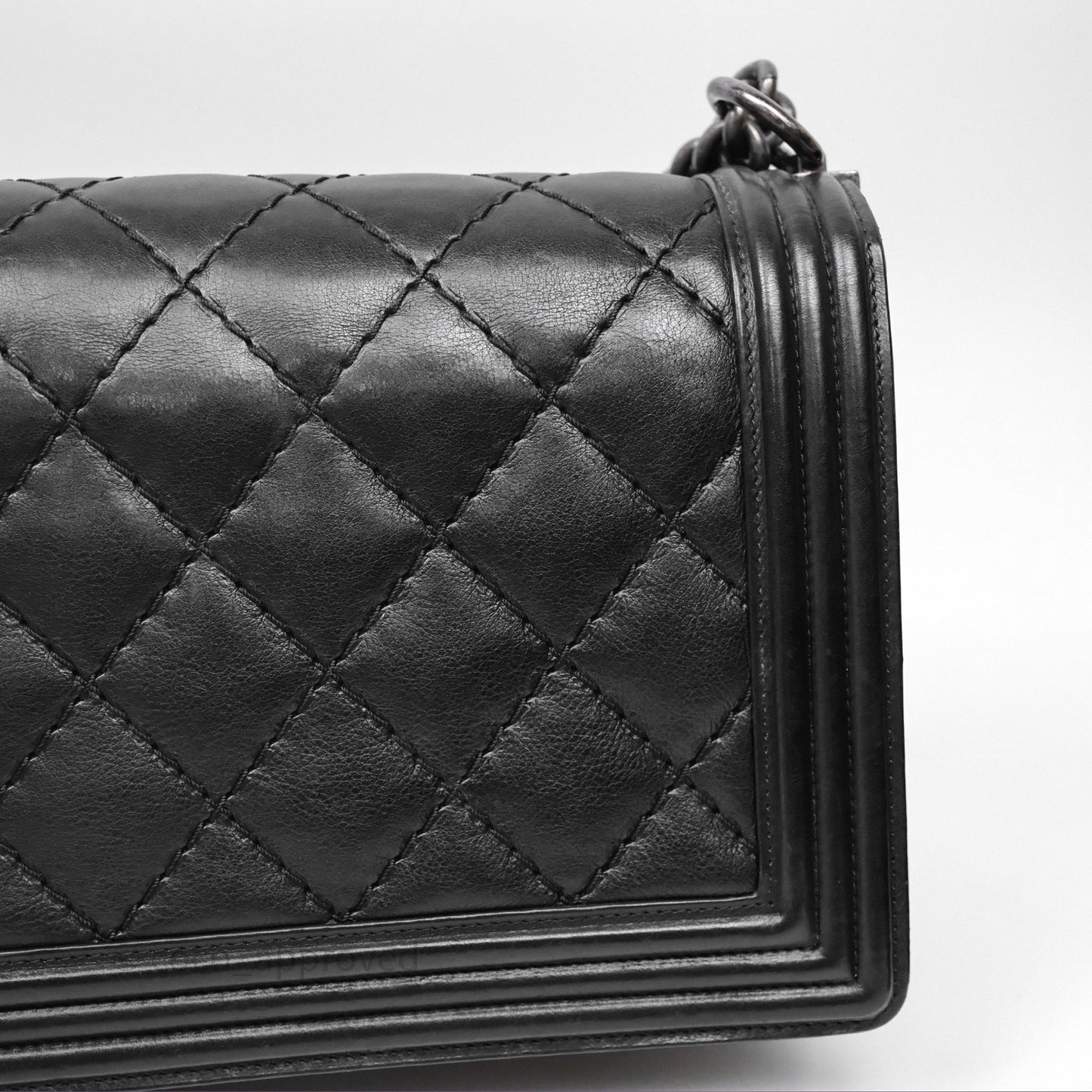 Chanel Medium Quilted Black Boy Calfskin Ruthenium Hardware