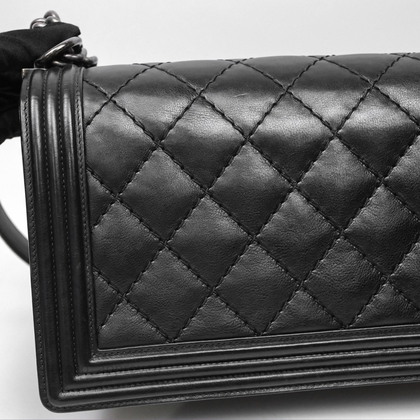 Chanel Medium Quilted Black Boy Calfskin Ruthenium Hardware