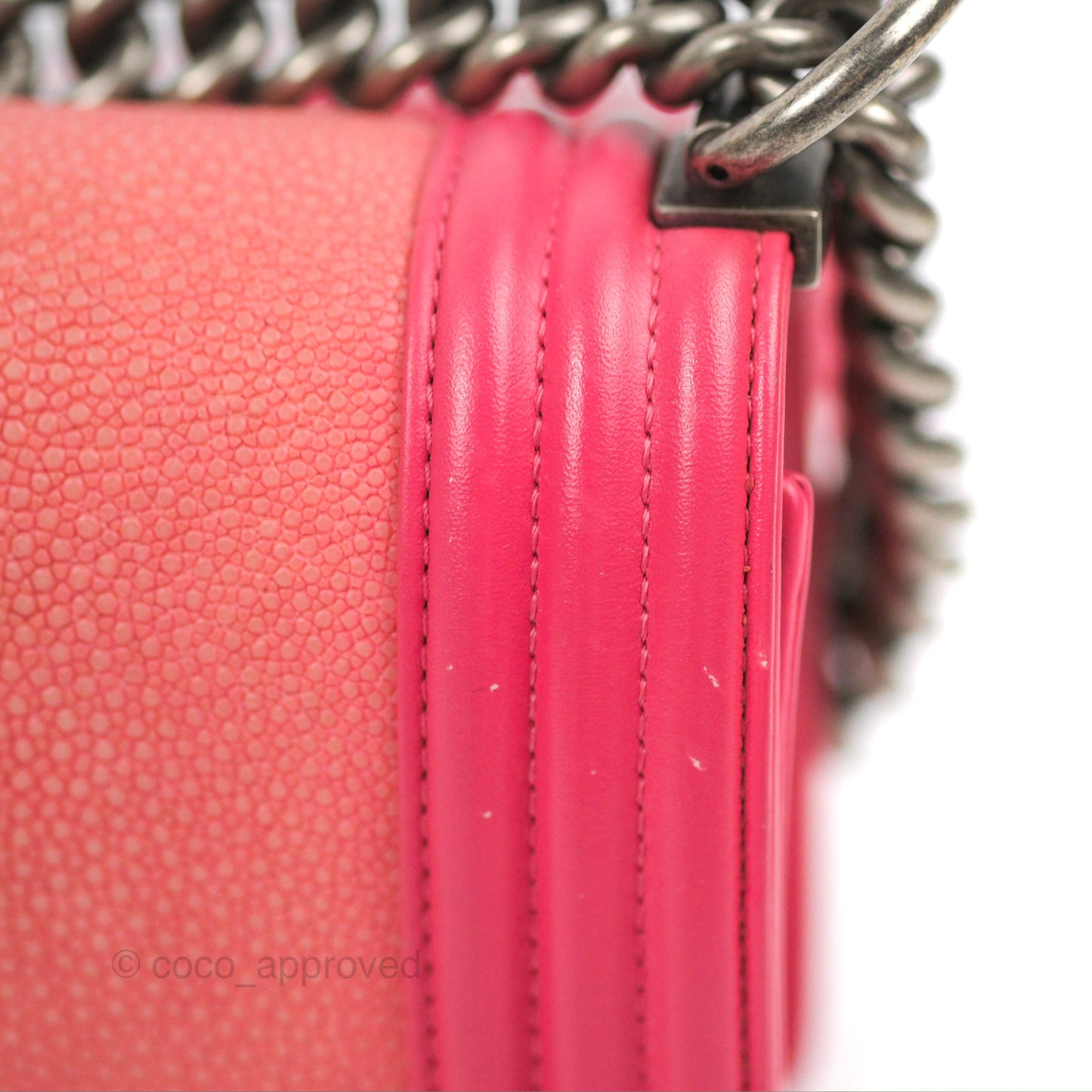 Chanel Small Boy Stingray Dark Pink Ruthenium Hardware