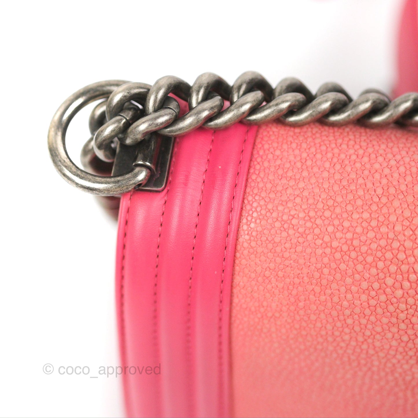 Chanel Small Boy Stingray Dark Pink Ruthenium Hardware
