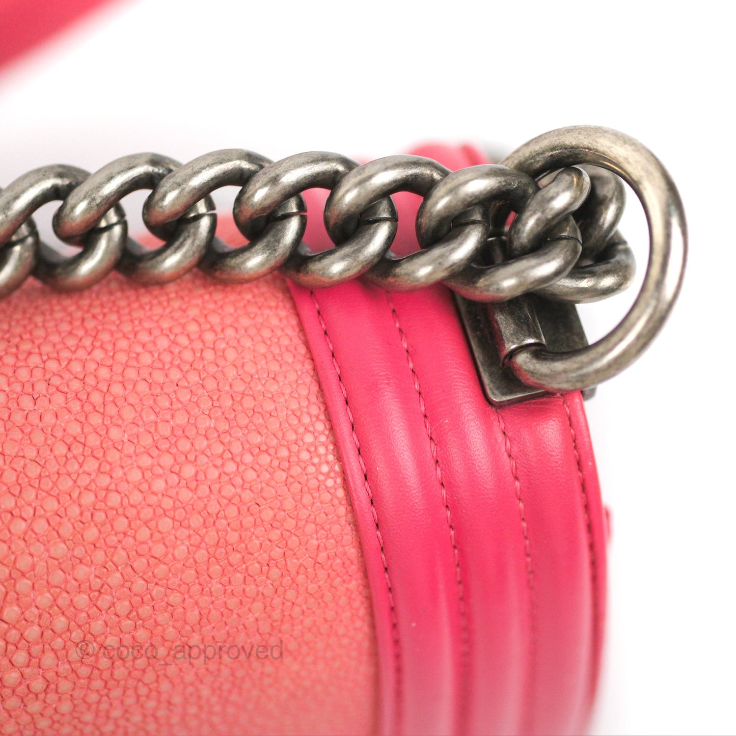 Chanel Small Boy Stingray Dark Pink Ruthenium Hardware