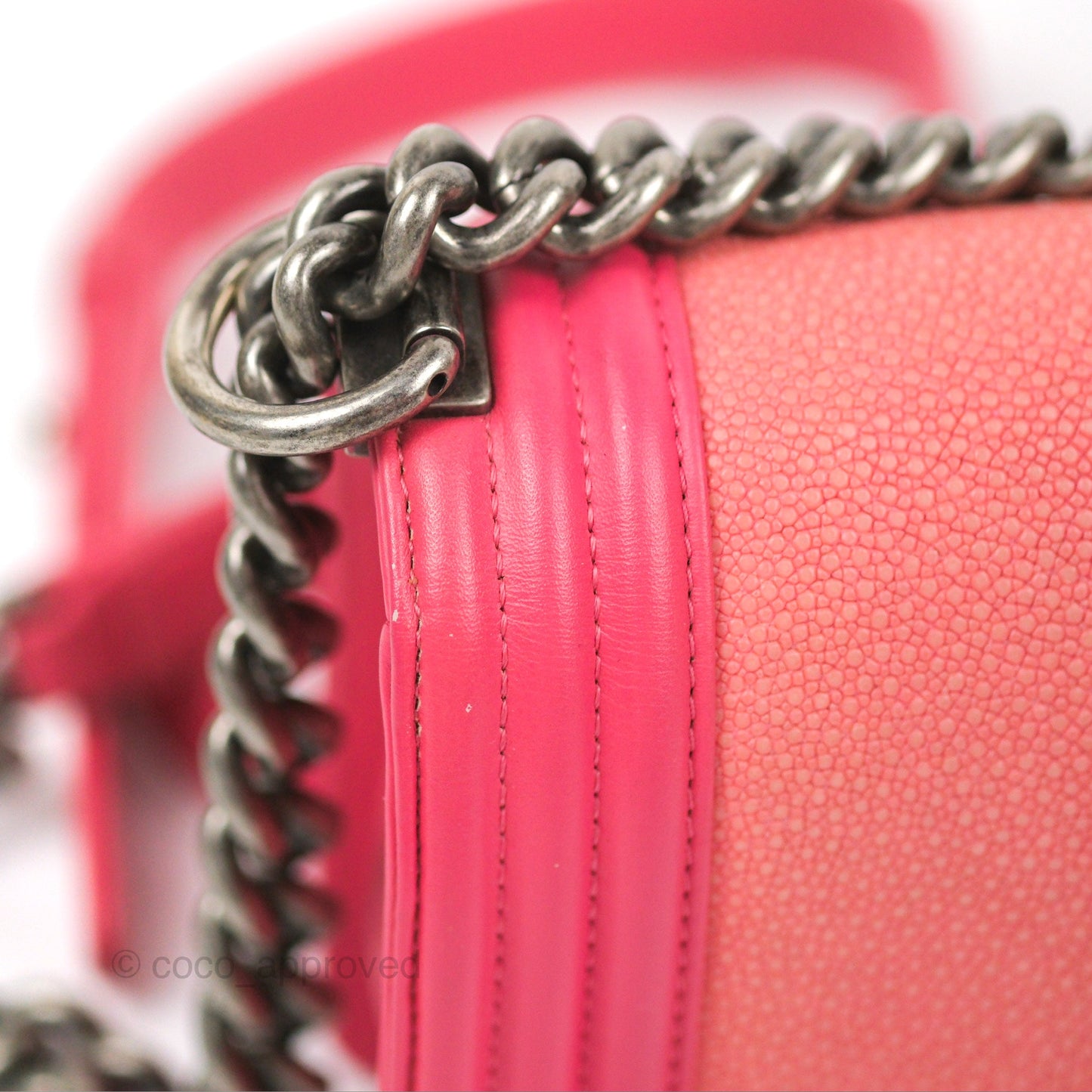 Chanel Small Boy Stingray Dark Pink Ruthenium Hardware