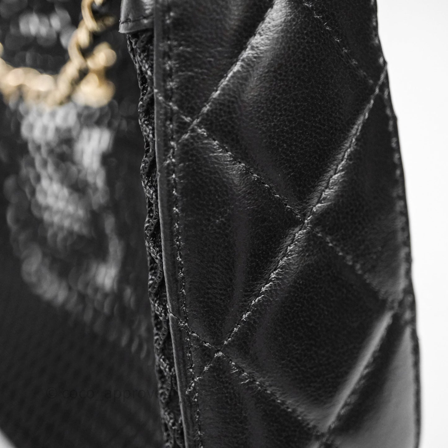 Chanel Mesh Clutch With Chain Black Shiny Lambskin Gold Hardware