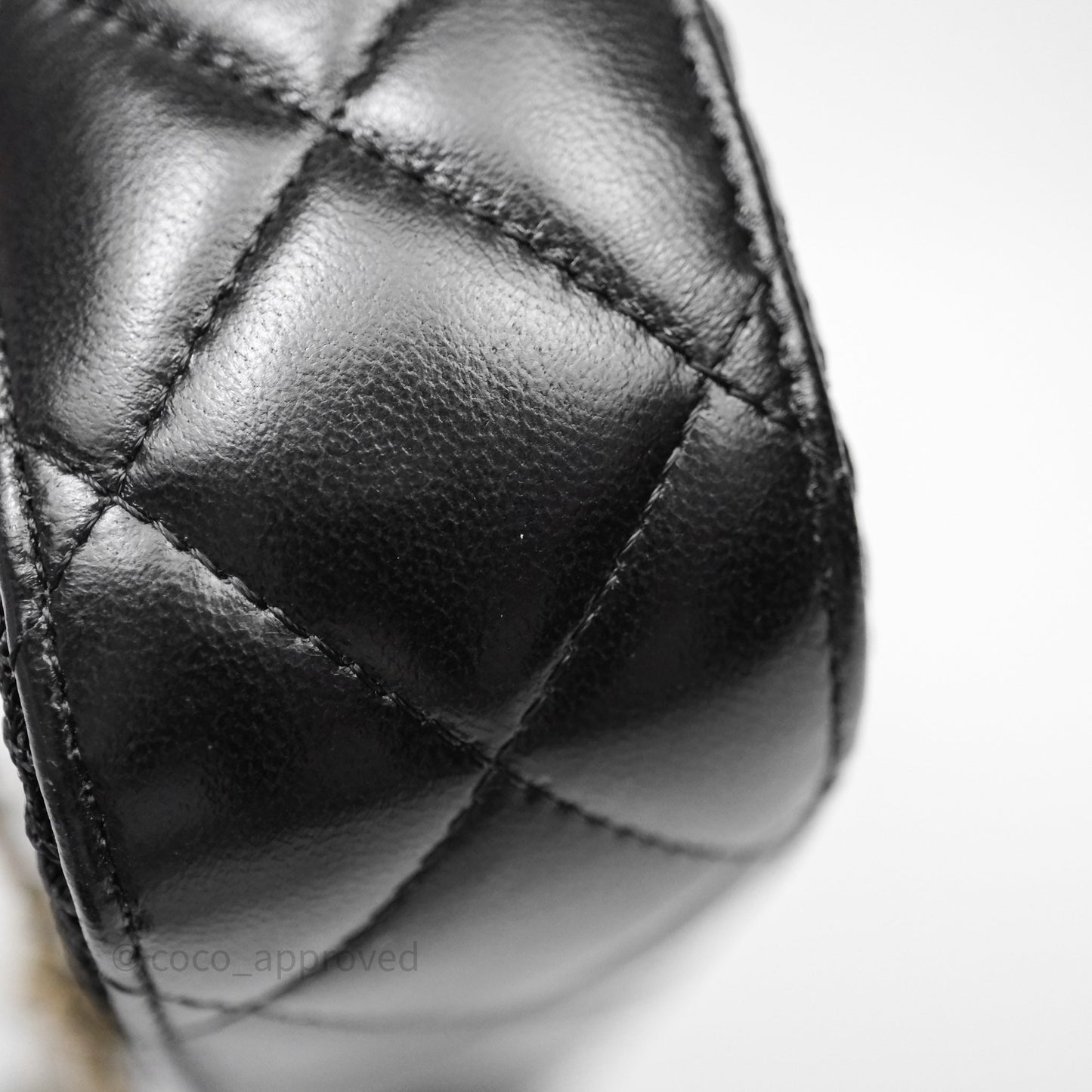 Chanel Mesh Clutch With Chain Black Shiny Lambskin Gold Hardware