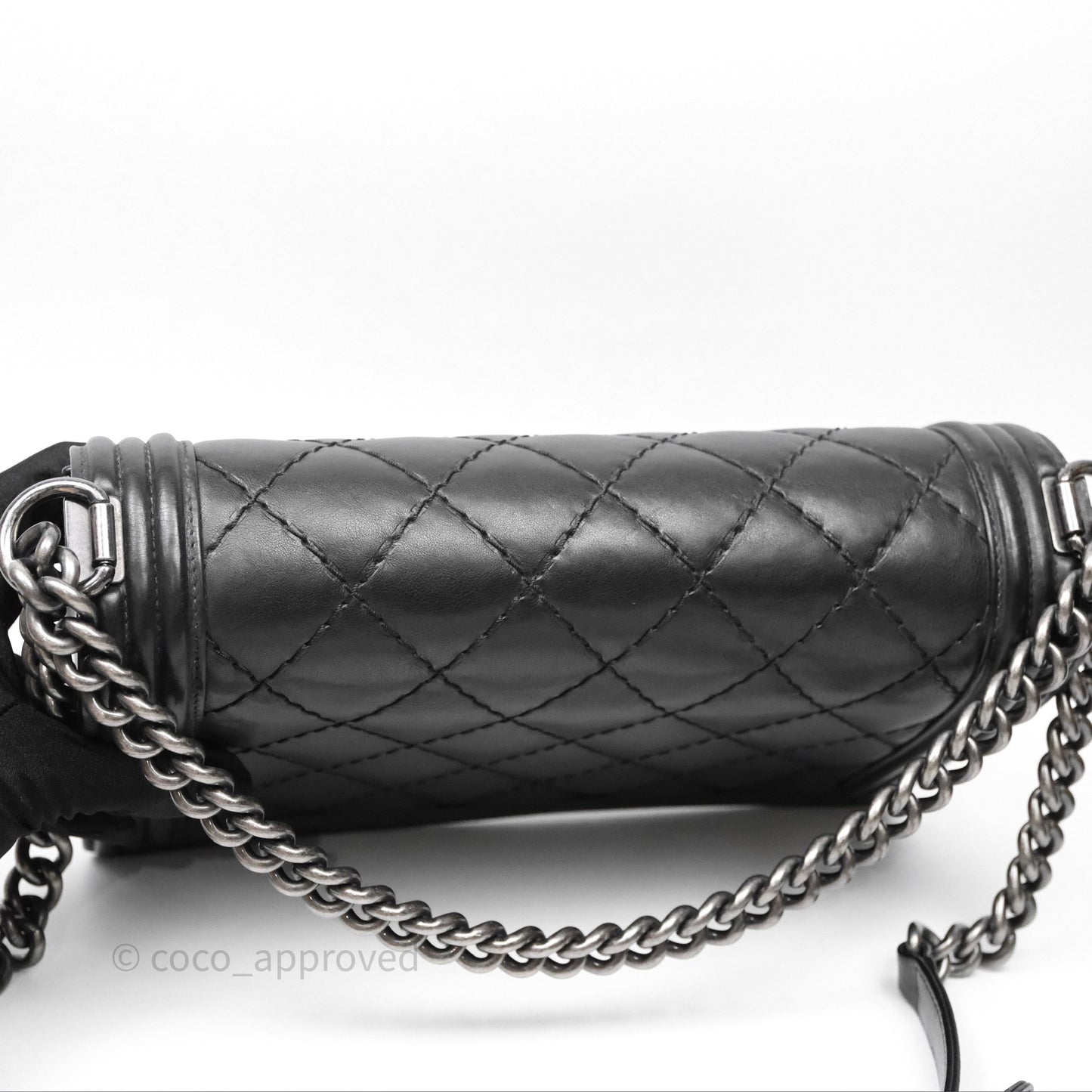 Chanel Medium Quilted Black Boy Calfskin Ruthenium Hardware