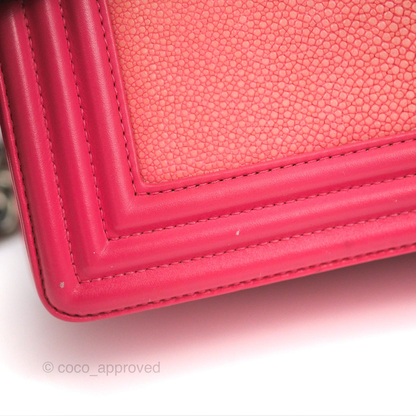 Chanel Small Boy Stingray Dark Pink Ruthenium Hardware