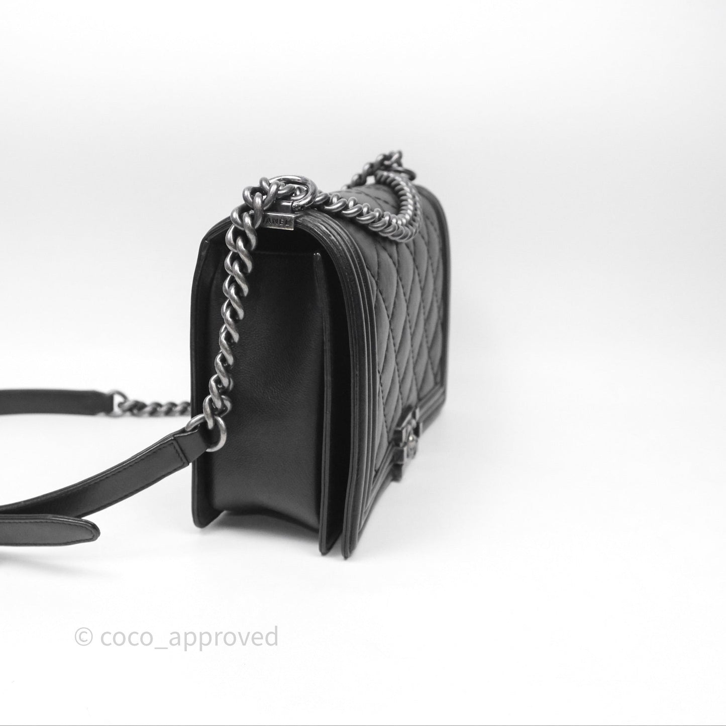 Chanel Medium Quilted Black Boy Calfskin Ruthenium Hardware