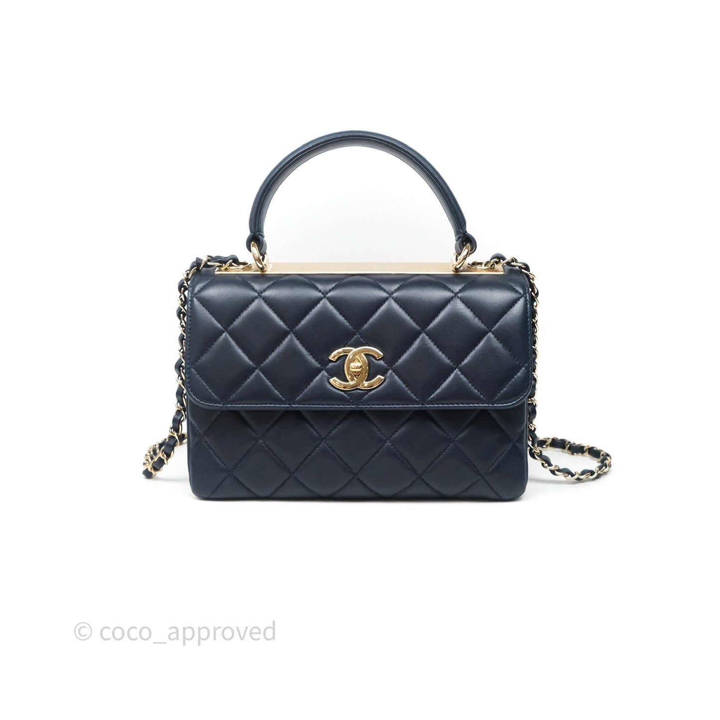 Chanel Small Trendy CC Navy Lambskin Gold Hardware