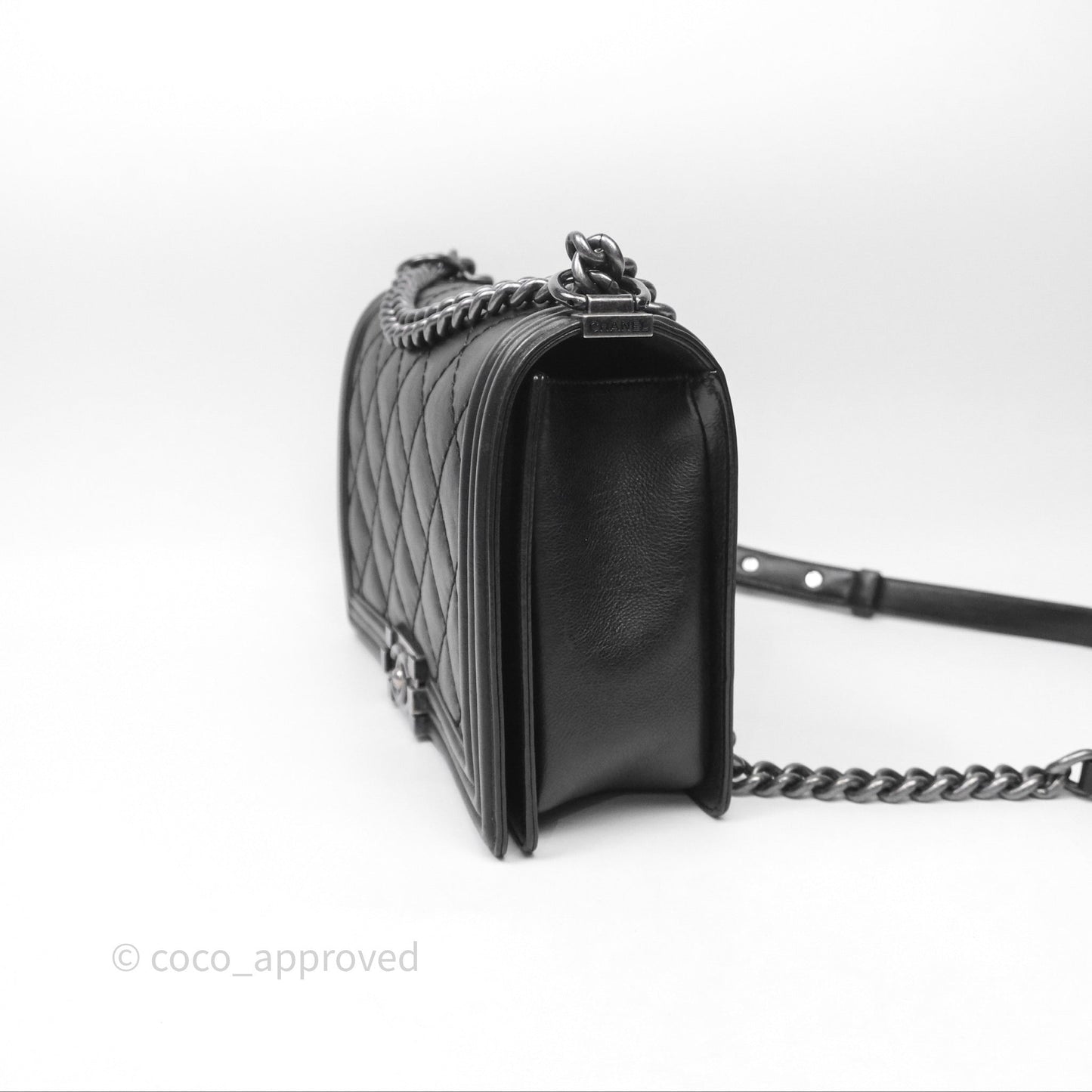 Chanel Medium Quilted Black Boy Calfskin Ruthenium Hardware
