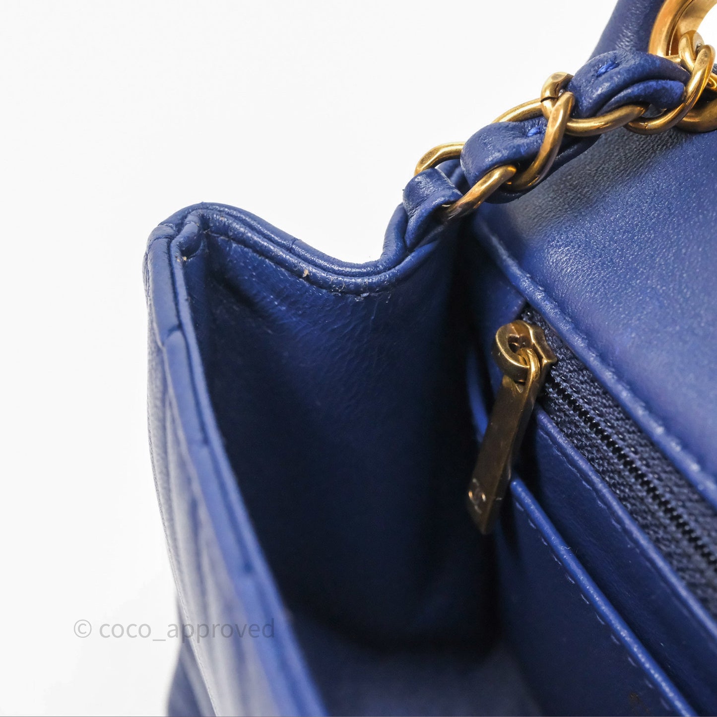 Chanel Mini Square Chevron Navy Lambskin Gold Hardware