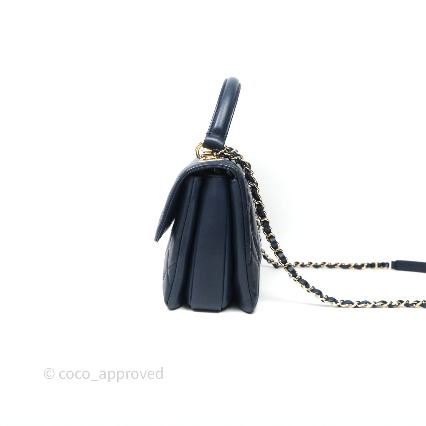 Chanel Small Trendy CC Navy Lambskin Gold Hardware