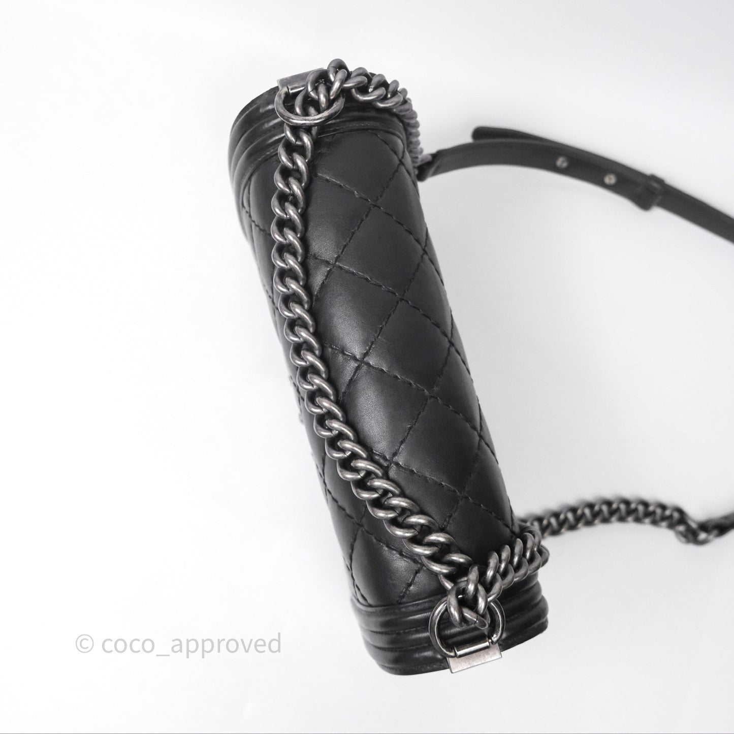 Chanel Medium Quilted Black Boy Calfskin Ruthenium Hardware